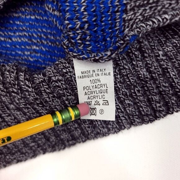 Vintage Pomodoro Crew Neck Sweater Mens Large Blue Gray Italian Made 44" Chest - Picture 7 of 8